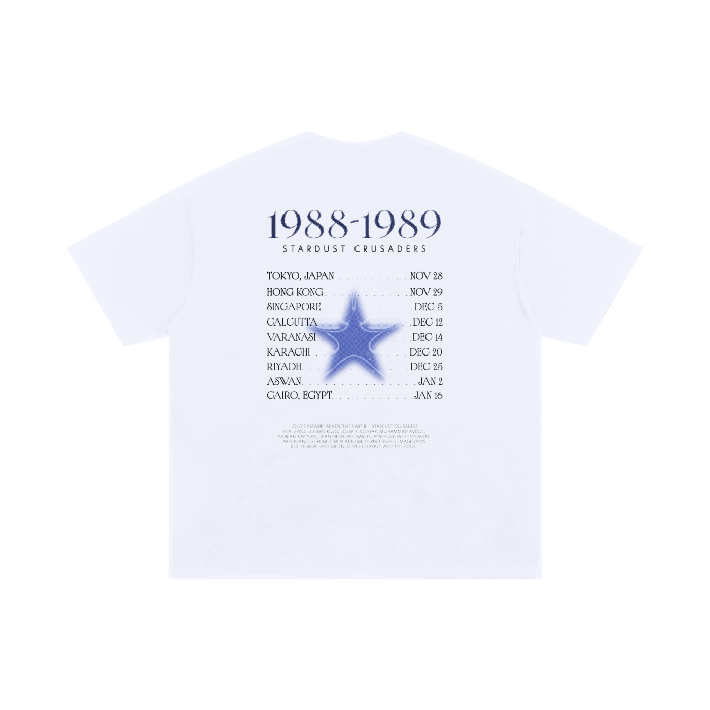 JJBA Stardust Crusaders Tour Style | Unisex Oversized Cotton T-Shirt