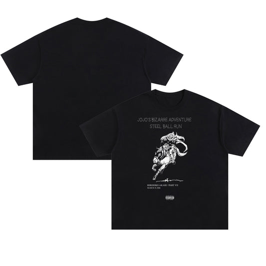 JJBA Steel Ball Run x Nadie Sabe (Black) | Unisex Oversized Cotton T-Shirt