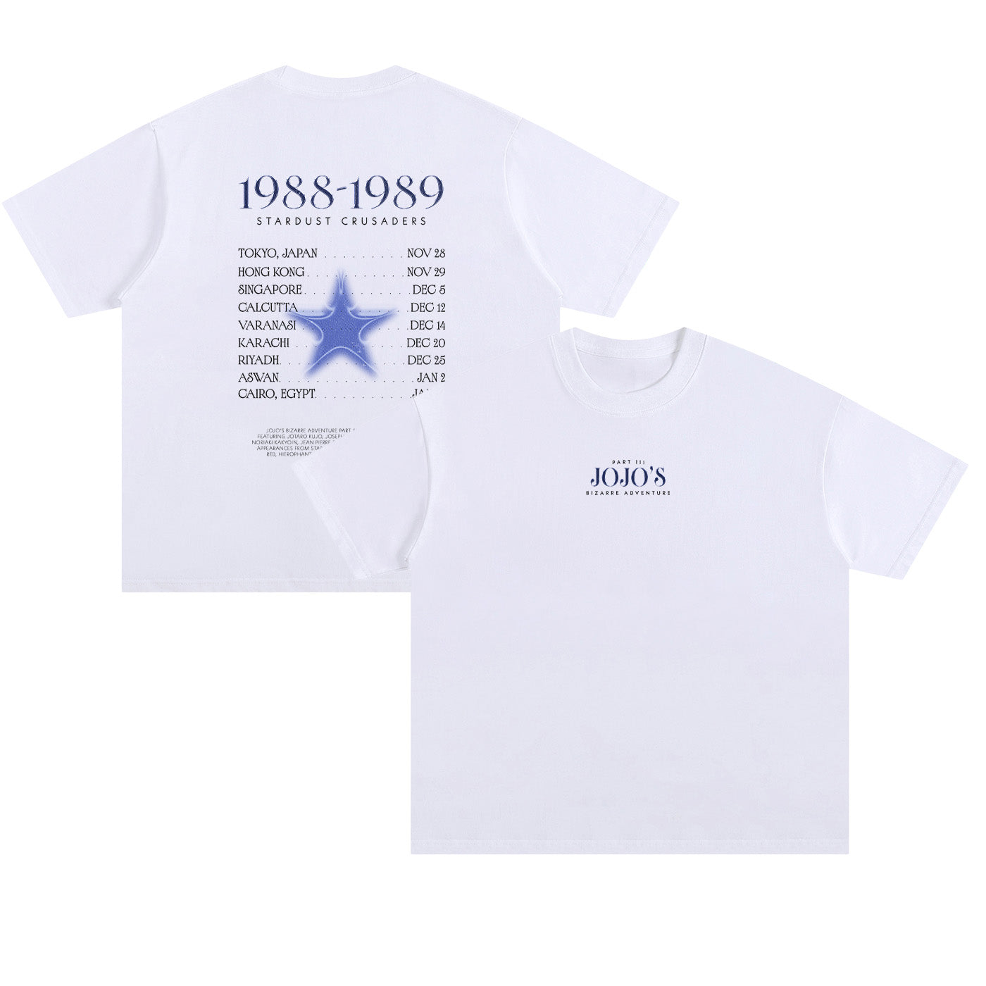 JJBA Stardust Crusaders Tour Style | Unisex Oversized Cotton T-Shirt